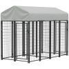 Outdoor Dog Kennel with Two-Room Design, Water-Resistant & Sun-Proof Cover, for S, M, L Dogs, 7.8' x 4.1' x 6'