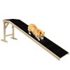 Wooden Dog Ramp for Bed - Non-Slip Carpet Pet Ramp with Top Platform, 74 x 16 x 25 In, Natural