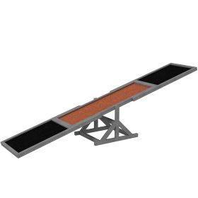PawHut Dog Agility Seesaw, Fir Wood, Weather Resistant, 110 lb Capacity, Gray