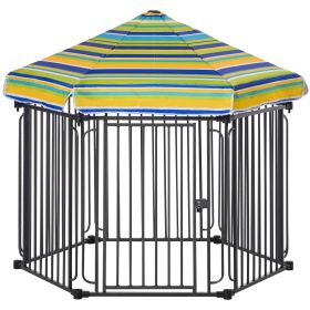 PawHut 47 Inch Heavy-Duty Pet Playpen with Lockable Door and Removable Cover