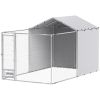 PawHut Galvanized Steel Outdoor Dog Kennel 13.1' x 7.5' with Waterproof Cover