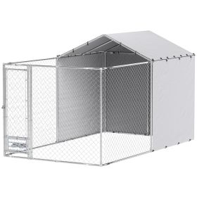 PawHut Galvanized Steel Outdoor Dog Kennel 13.1' x 7.5' with Waterproof Cover