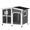 PawHut Cabin-Style Wooden Dog House for Large Dogs, Dark Gray