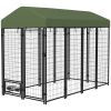 PawHut Outdoor Dog Kennel 8x4 ft with Rotating Bowl Holders and Waterproof Cover