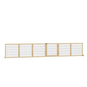 Wooden 6-Panel Folding Pet Gate with Support Feet