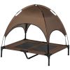 PawHut Elevated Dog Cot with UV Protection Canopy, 36 inch, Coffee