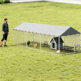 Large Outdoor Dog Kennel 20ft x 7.5ft with Rotating Feeder
