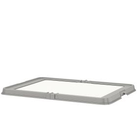 Foldable Dog Litter Box with Pee Pad Holder - 33.9 x 24.4 In Tray, Anti-Slip, Includes 3 Pads, Gray