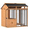 Extra Large Wood Dog House for Large Breeds - 7 x 5 Ft Outdoor Kennel with Platform, Storage Cabinet, Feeding Station, Yellow