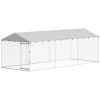 PawHut Outdoor Dog Kennel, Galvanized Steel, Waterproof Roof, 149 sq ft, Silver