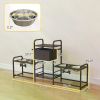 Elevated Dog Feeding Station with Storage, Four 800ml Bowls, Adjustable Height