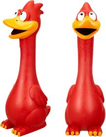 Latex Squeaky Chicken Horse Toy, Red
