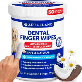 Dog Teeth Cleaning Wipes 50 Count Dental Care Finger Wipes