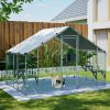 Extra Sturdy 3x2m Outdoor Metal Pet Enclosure with Wood Platform & Waterproof Cover
