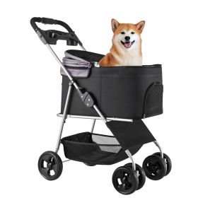 Pet Stroller with Detachable Carrier, 35 lbs Capacity, Foldable