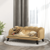 Velvet Dog Bed Sofa with Pearl Backrest, Large