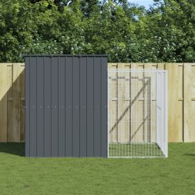 Outdoor Dog House with Run, Galvanized Steel, Escape-Proof Latches, Anthracite