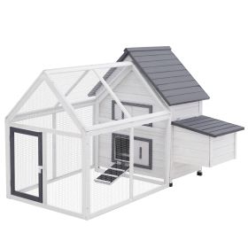 65 Inch Wooden Chicken Coop with Detachable Run and Nesting Box