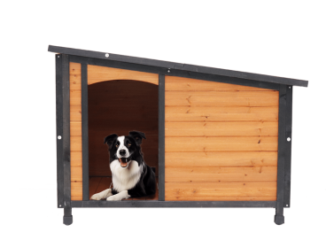 Large Wooden Dog House Outdoor 46 Inches with Waterproof Roof