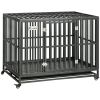 PawHut 44 In Heavy-Duty Dog Crate with Wheels and Playpen - Rolling Steel Kennel, Removable Tray, for Medium and Large Dogs