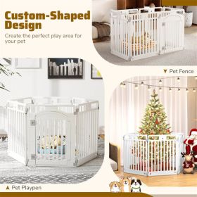 6-Panel HDPE Dog Playpen and Fence - Convertible, 32 In Panels, Lockable Door, Indoor and Outdoor