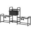 Elevated Dog Feeding Station with Storage, Four 800ml Bowls, Adjustable Height