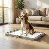 Foldable Dog Litter Box with Pee Pad Holder - 33.9 x 24.4 In Tray, Anti-Slip, Includes 3 Pads, Gray