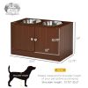 Elevated Dog Bowl Stand with Storage Cabinet, Brown