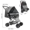 Pet Stroller, 44 lbs Weight Capacity, Foldable Dog Stroller Cart, 4 Wheels Cats Stroller with Mesh Windows & Revrsible Handle