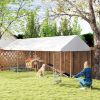 PawHut Large Outdoor Dog Kennel 19.7 x 7.5 ft with Cover and Bowl Rack