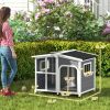 PawHut Cabin-Style Wooden Dog House for Large Dogs, Dark Gray