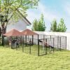 PawHut Large Outdoor Dog Kennel with 2 Rooms and Rotating Bowls