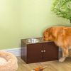 Elevated Dog Bowl Stand with Storage Cabinet, Brown