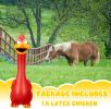 Latex Squeaky Chicken Horse Toy, Red