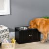 Raised Pet Feeding Station with Storage and Stainless Steel Bowls for Large Dogs