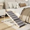 Foldable Dog Ramp for Couch and Car - Adjustable 16 to 23.6 In, Non-Slip Carpet, Solid Pine, Holds 110 Lbs