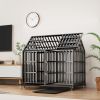 Heavy Duty Dog Crate Large with Lockable Wheels and Dual Doors