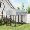 Outdoor Dog Kennel 8 x 4 x 6 Ft - Covered Run with Waterproof UV-Resistant Roof and 360 Degree Rotating Bowls