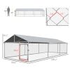 Large Outdoor Dog Kennel 19.7 x 7.5 x 4.9 Ft - Walk-In Run with Waterproof UV-Resistant Roof, Galvanized Steel, Silver