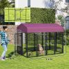 PawHut Welded Wire Outdoor Dog Kennel with Rotating Bowls and Waterproof Cover