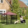 PawHut Welded Wire Outdoor Dog Kennel 4.6' x 5' with Rotating Bowls & Cover