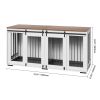 72-Inch Double Dog Crate Furniture with Sliding Doors and TV Stand Top
