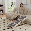 Foldable Dog Ramp for Couch and Car - Adjustable 16 to 23.6 In, Non-Slip Carpet, Solid Pine, Holds 110 Lbs