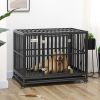 PawHut 44 In Heavy-Duty Dog Crate with Wheels and Playpen - Rolling Steel Kennel, Removable Tray, for Medium and Large Dogs