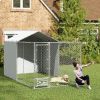 PawHut Galvanized Steel Outdoor Dog Kennel 13.1' x 7.5' with Waterproof Cover