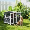 PawHut Cabin-Style Wooden Dog House for Large Dogs, Dark Gray