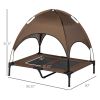 PawHut Elevated Dog Cot with UV Protection Canopy, 36 inch, Coffee