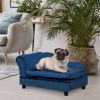 PawHut Pet Sofa Bed with Storage, Blue Foam Couch for Cats and Small Dogs