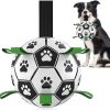 Soccer Ball Dog Toy with Straps, 6 Inch Black