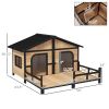 PawHut Large Wooden Dog House with Porch, Raised Elevated Design